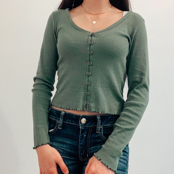 ☆scoop neck long sleeve tee - Picture 1 of 1